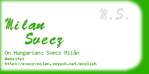 milan svecz business card